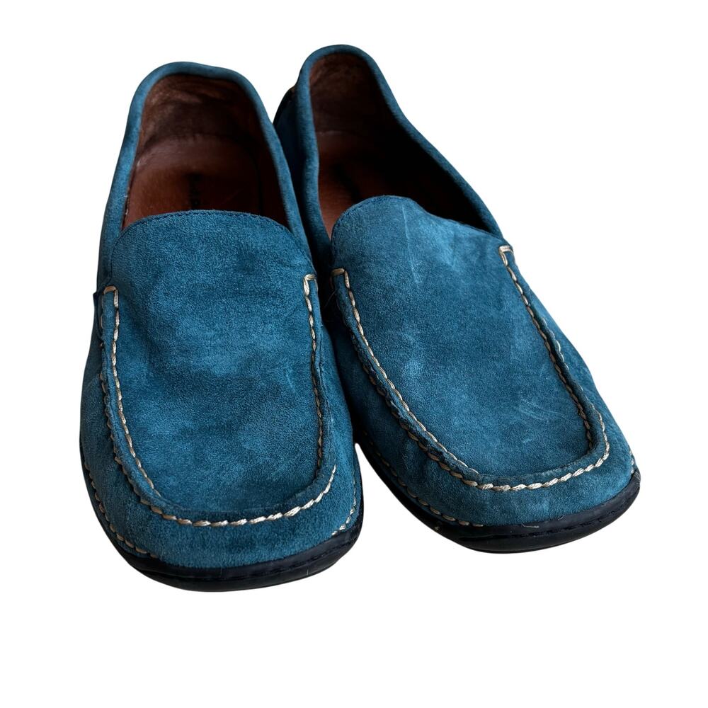 Vintage Hush Puppies ladies US 9M Teal Green Suede Loafers Flats Comfort Shoes - Picture 8 of 11